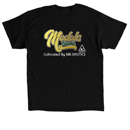 Medals Flower Printed Tee, a Black Classic Unisex Tee (back-view)