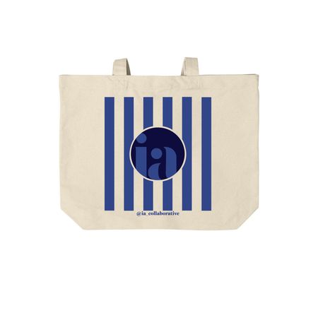 Blue Stripe Tote, a Natural Cotton Canvas Tote Bag