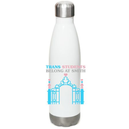 Stainless Bottle with pink Everywhere on back, a White Stainless Steel Water Bottle