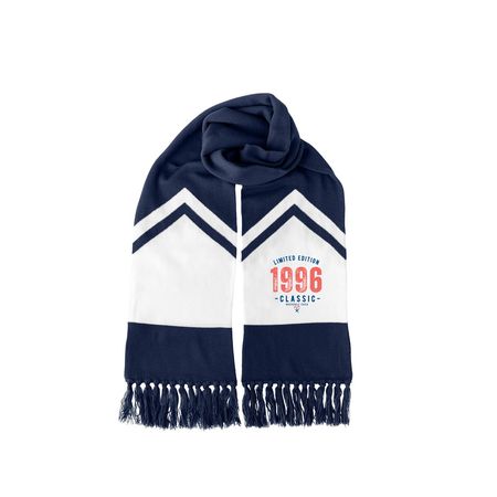 Classic Limited Ed 1996 Scarf, a True Navy/ White Two-Tone Gameday Scarf