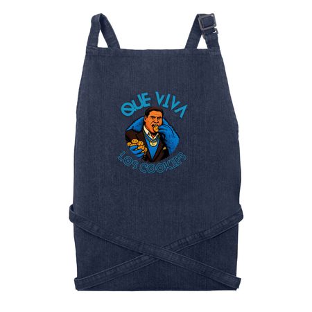 Los Cookies Apron, a Indigo Denim Recycled Denim Bib Apron