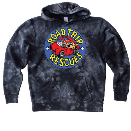 Holiday Road Trip Rescues Apparel Fundraiser!, a Black Youth Tie Dye Pullover Hoodie