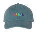 HRRJL Fabric Ball Cap, a Teal Printed Pigment Dye Baseball Cap