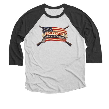 1776 ? When Freedom Was Declared, a Black and Heather White 3/4 Sleeve Baseball Tee