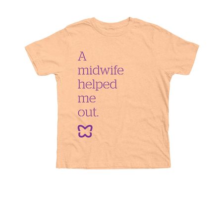 A Midwife helped me out (Youth), a Heather Peach Premium Youth Tee