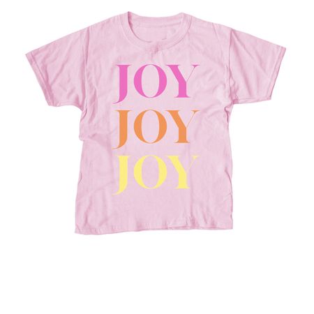 JOY JOY JOY, a Light Pink Youth Unisex Tee