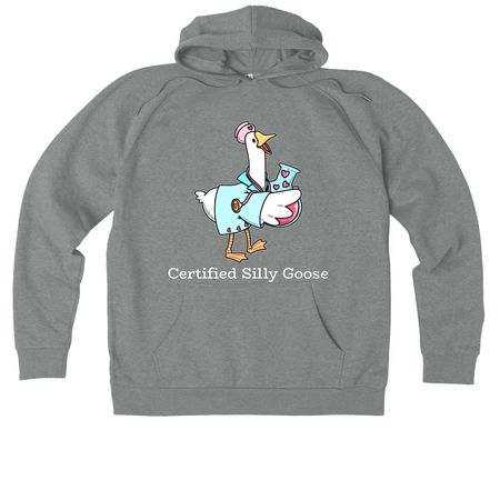 Certified silly goose, a Aluminum Grey Heather Allmade Organic CVC Pullover Hoodie