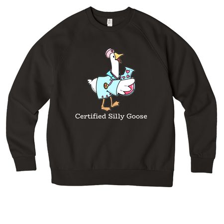 Certified silly goose, a Deep Black Allmade Organic CVC Crewneck Sweatshirt