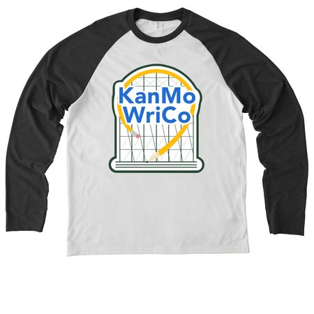 KanMoWriCo Big Logo, a Space Black/ Bright White Allmade Eco Triblend Colorblock Raglan Long Sleeve Tee