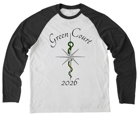 2026 Cast Green Court Shirts, a Space Black/ Bright White Allmade Eco Triblend Colorblock Raglan Long Sleeve Tee