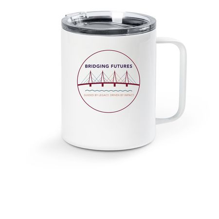 Bridging Futures, a White Stainless Steel Travel Mug