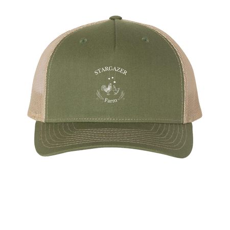 SF Trucker Cap, a Army Olive Green/ Tan Printed Five-Panel Trucker Cap