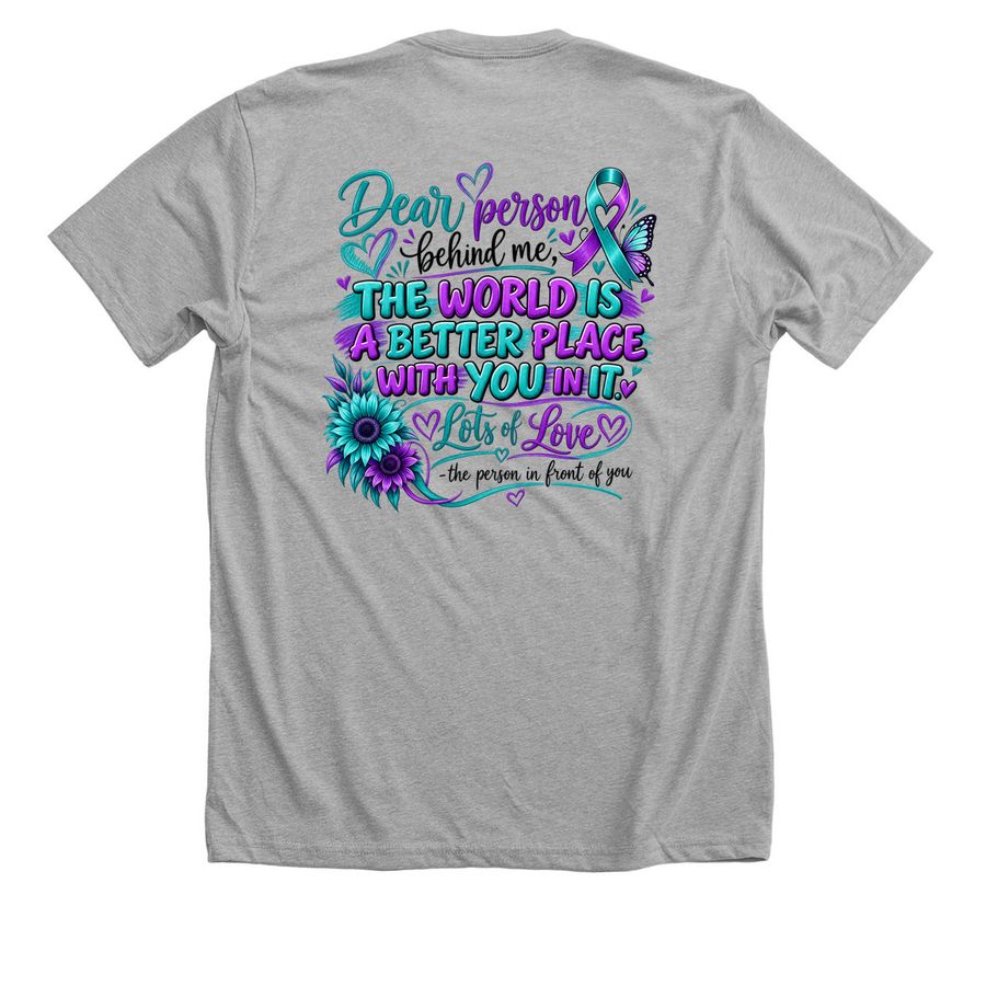 Your story is not over, a Athletic Heather Premium Unisex Tee (back-view)