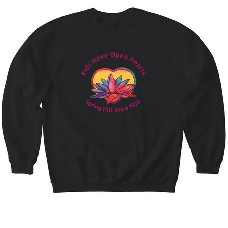 Kids Have Open Heart, a Black Softstyle Crewneck Sweatshirt