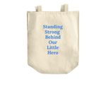 Our Little Hero Totes, a Natural Over-the-Shoulder Shopping Tote Bag (back-view)