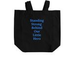 Our Little Hero Totes, a Black Recycled Cotton Tote Bag (back-view)