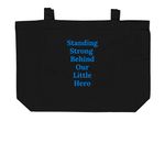 Our Little Hero Totes, a Black Large Organic Cotton Tote Bag (back-view)
