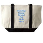 Our Little Hero Totes, a Natural/Black Large Two-Tone Canvas Tote Bag (back-view)
