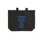 Our Little Hero Totes, a Deep Black Cotton Canvas Tote Bag (back-view)