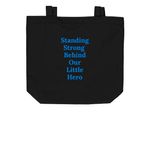 Our Little Hero Totes, a Black Organic Cotton Tote Bag (back-view)