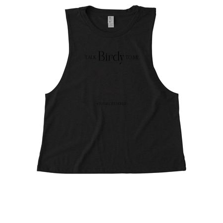 Talk Birdy To Me, a Deep Black Allmade Eco Triblend Women?s Muscle Tank