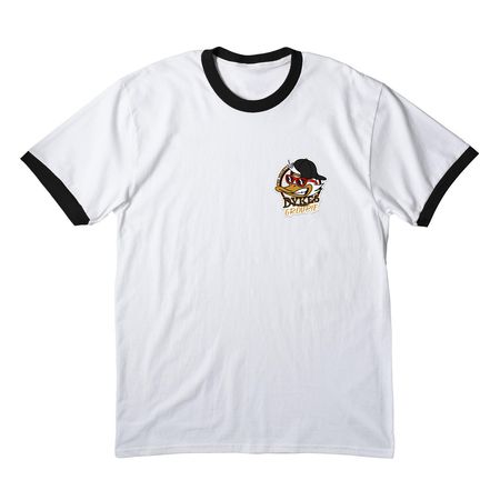 Mighty Dykes Groupies, a White/ Jet Black Cotton Ringer Tee