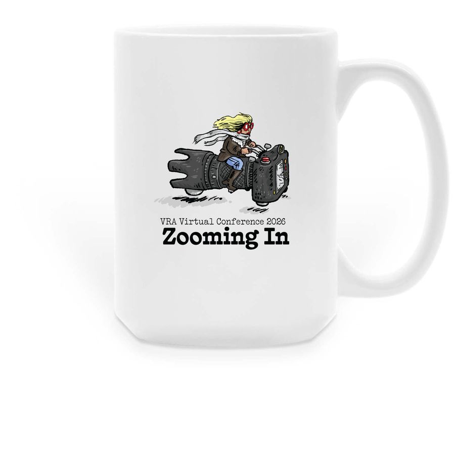 VRA 2026 Zooming In Mug, Style: Camera 2, a White Large Coffee Mug