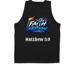 Law Enforcement Torch Run 2026! Matthew 5:9, a Black Unisex Performance Tank (back-view)