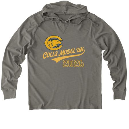 Collingswood Model UN Club, a Driftwood Grey Allmade Organic Cotton Mineral Dye Hoodie Tee