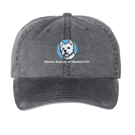 Westie Rescue Hat #1, a Black Printed Pigment Dye Baseball Cap