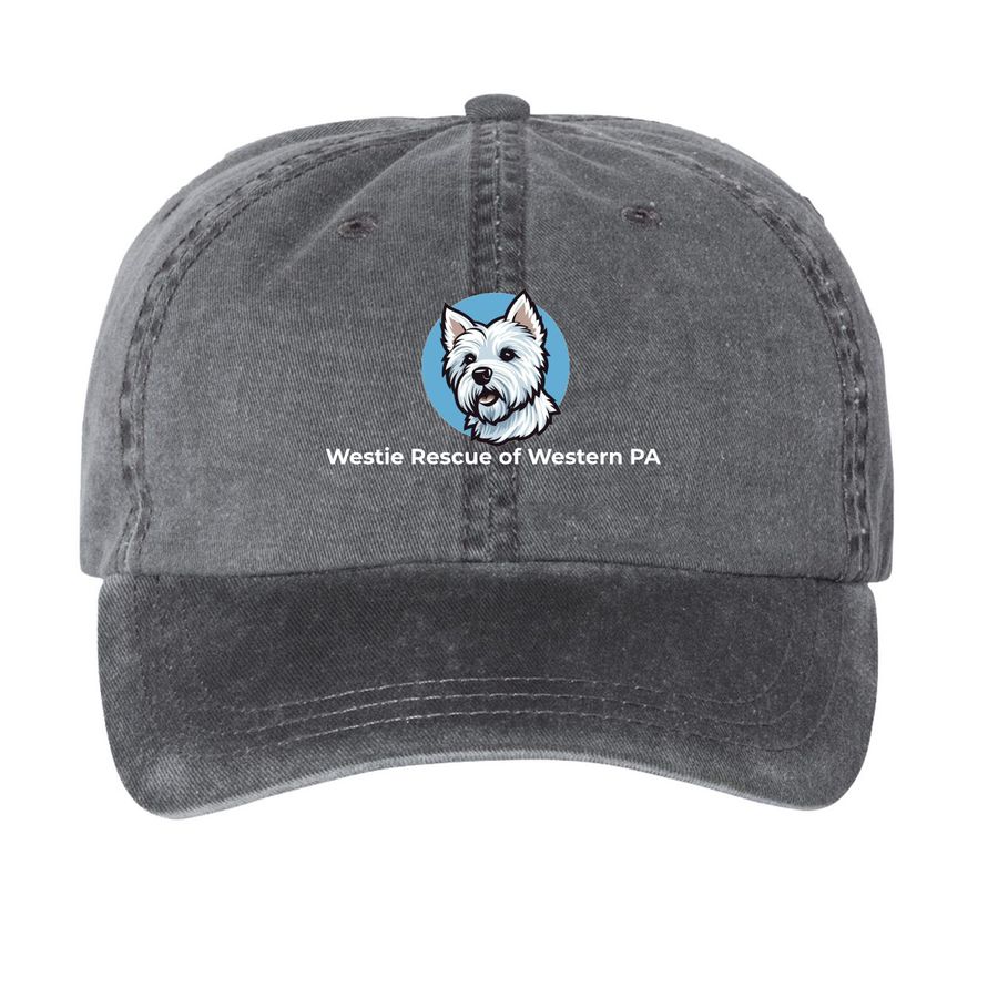 Westie Rescue Hat #1, a Black Printed Pigment Dye Baseball Cap