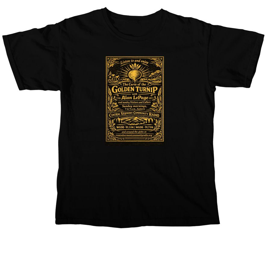 Curse of the Golden Turnip Special Fundrive, a Black Comfort Colors Unisex Tee