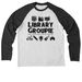 Library Groupie, a Space Black/ Bright White Allmade Eco Triblend Colorblock Raglan Long Sleeve Tee