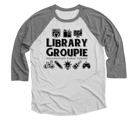 Library Groupie, a Premium Heather and Heather White 3/4 Sleeve Baseball Tee