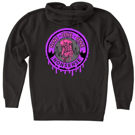 Spooky Purple Zip Up, a Black Heavyweight Zip Up Hoodie