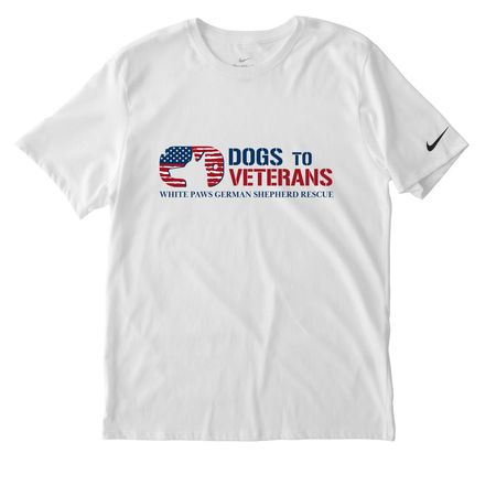White Paws ~ Dogs to Veterans Program, a White Nike Dri-FIT Jersey Blend Performance Tee