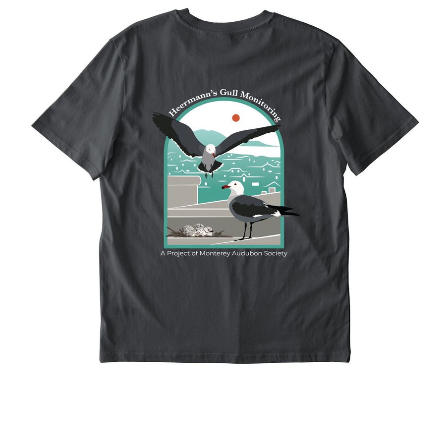Heermann's Gull Logo Wear (white font), a Anthracite Stanley/Stella Unisex Creator 2.0 Tee (back-view)