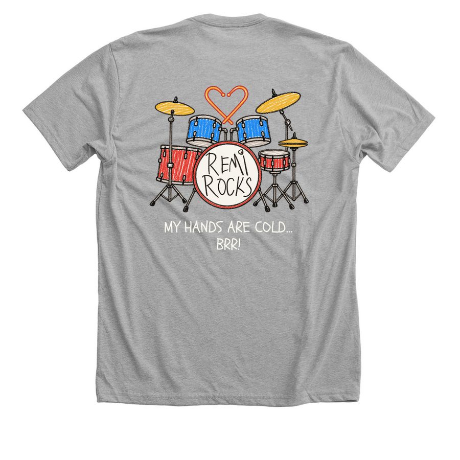 Remi Rocks!, a Athletic Heather Premium Unisex Tee (back-view)