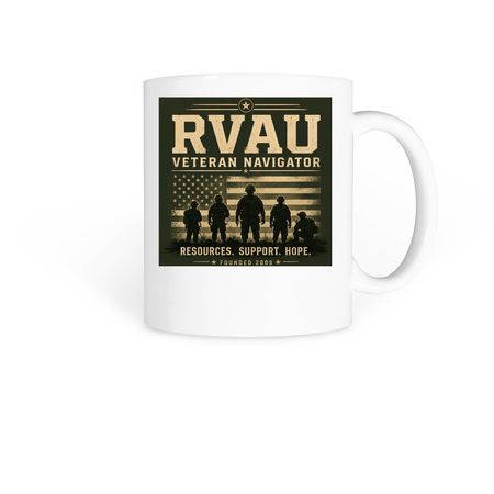 RVAU Veteran Navigator Support Mug, a White Coffee Mug