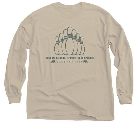 Bowling for Rhinos 2026 - Bowling Pin Design, a Sand Classic Long Sleeve Tee