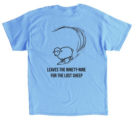 For the One - Blue, a Carolina Blue Classic Unisex Tee (back-view)