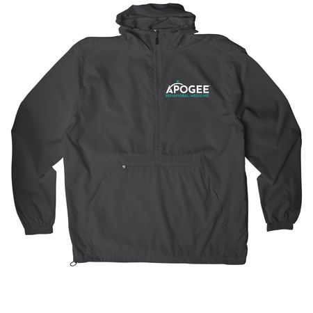 ABM Logo Quarter-Zip Windbreaker, a Graphite Packable Anorak