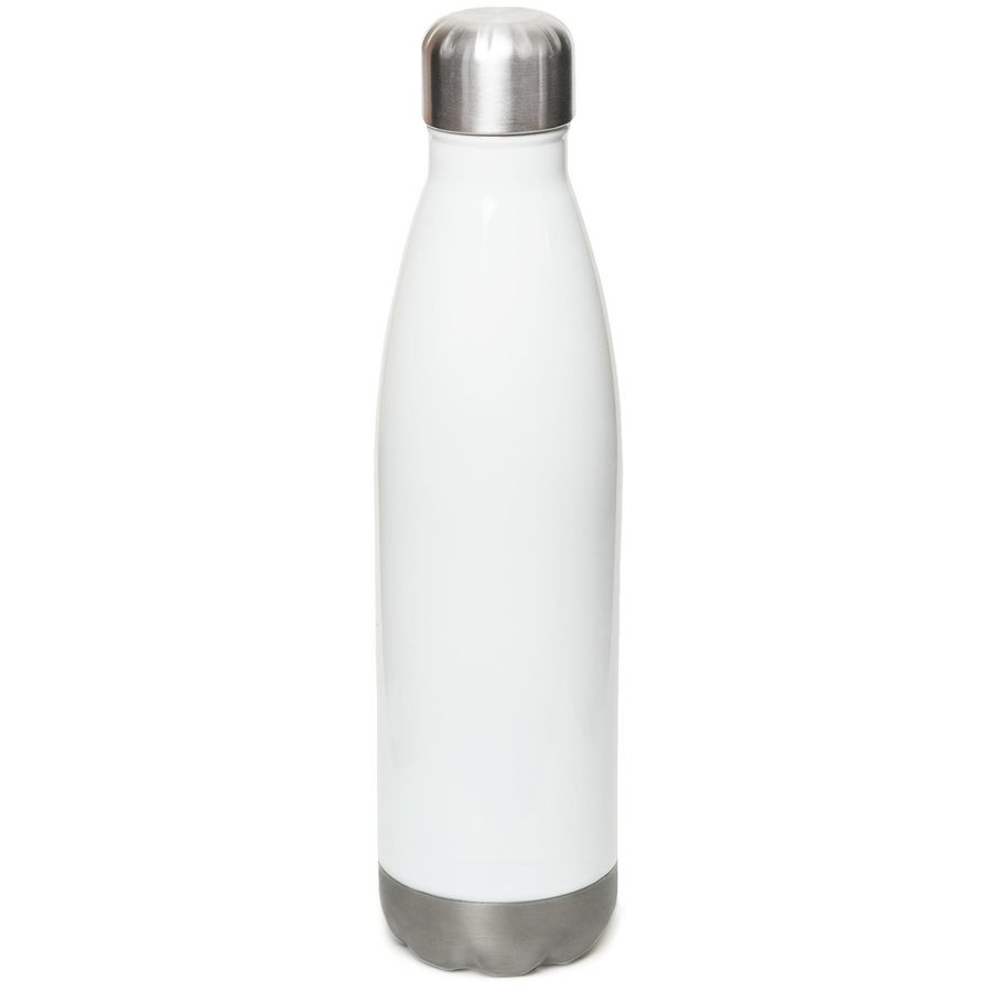 Pro-Life Water Bottle, a White Stainless Steel Water Bottle (back-view)