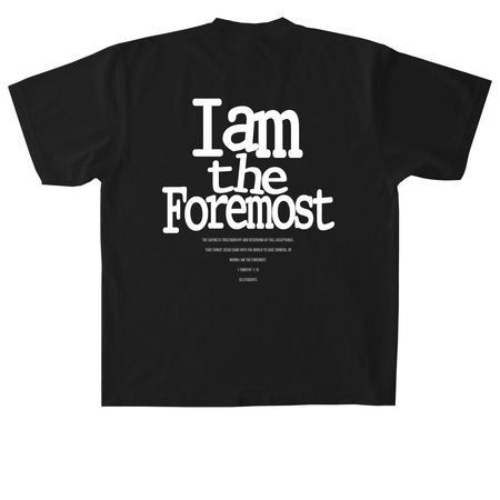 Theme Verse 1, a Black Heavyweight Garment Dye Tee (back-view)