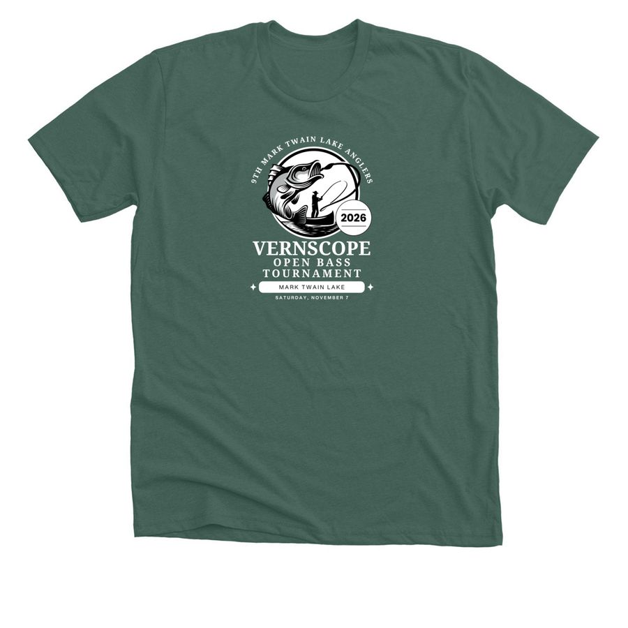 9th MTLA VernScope Open Bass Tournament, a Heather Forest Premium Unisex Tee
