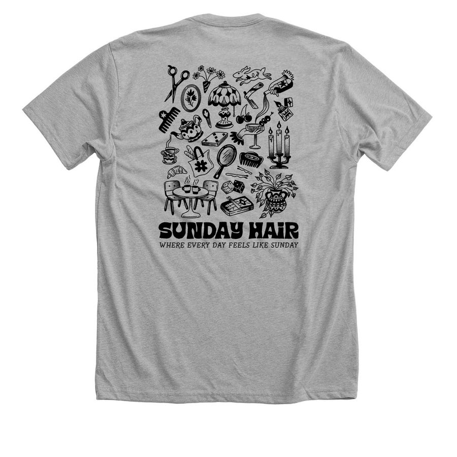 Sunday Hair Studio, a Athletic Heather Premium Unisex Tee (back-view)