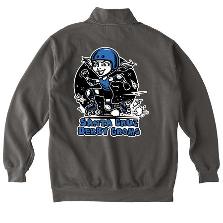 Santa Cruz Derby Groms - Zip Ups, a Pepper Comfort Colors Quarter Zip Pullover (back-view)