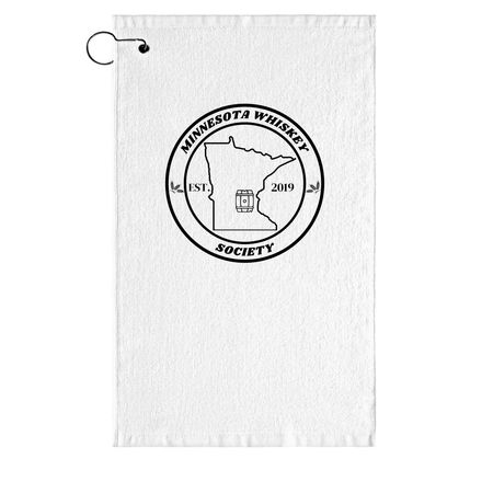 Minnesota Whiskey Society Golf Towel, a White Golf Towel