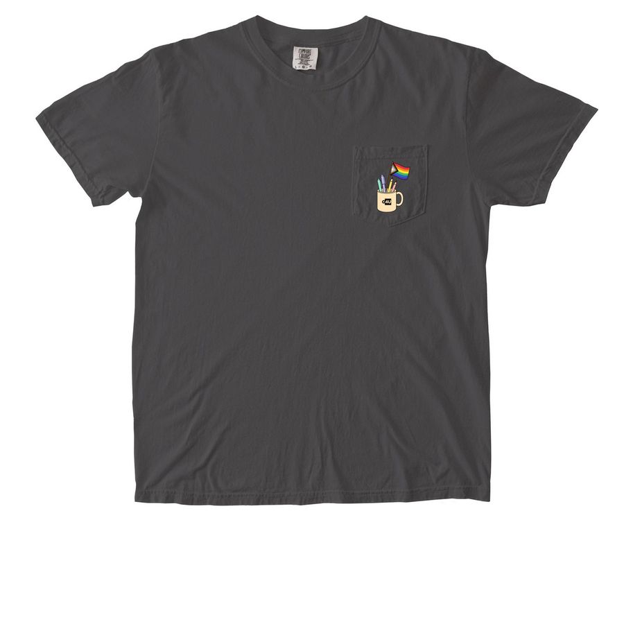 Pride Pencil Cup Shirt, a Pepper Comfort Colors Pocket Tee