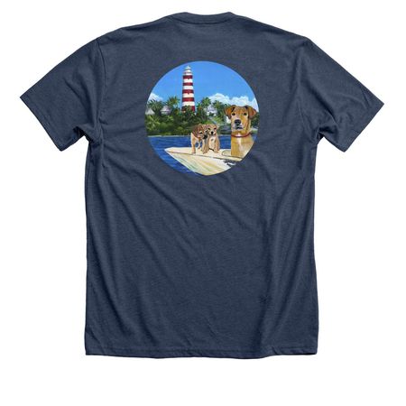 Wonderful Abaco&nbsp;, a Heather Navy Premium Unisex Tee (back-view)